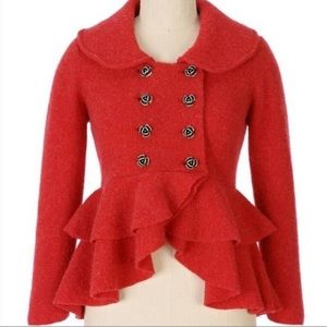 Anthropologie Scarlet Ruffled Cardigan